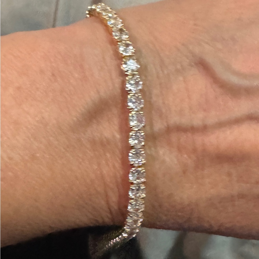 Sparkling Gold Bracelet with Clear Stones